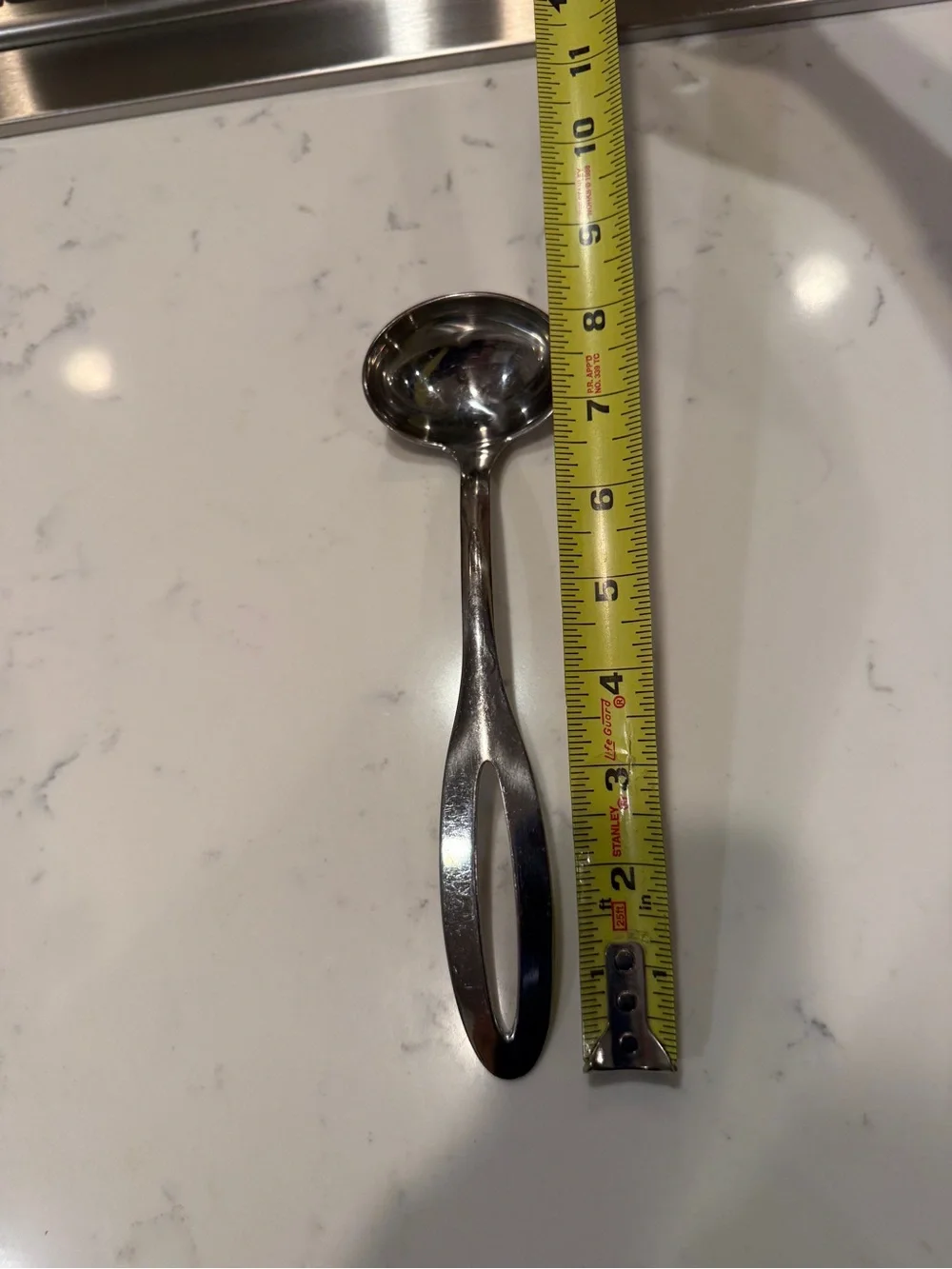 Bran Stainless Steel Gravy Ladle Modernist Open Handle Serving Spoon 8”